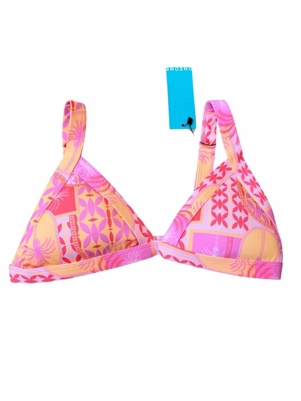 NEW One One Palm Print Triangle Swim Top Size Large